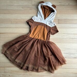 Charming Brown Dress With Tutu type skirt and bear ear hood